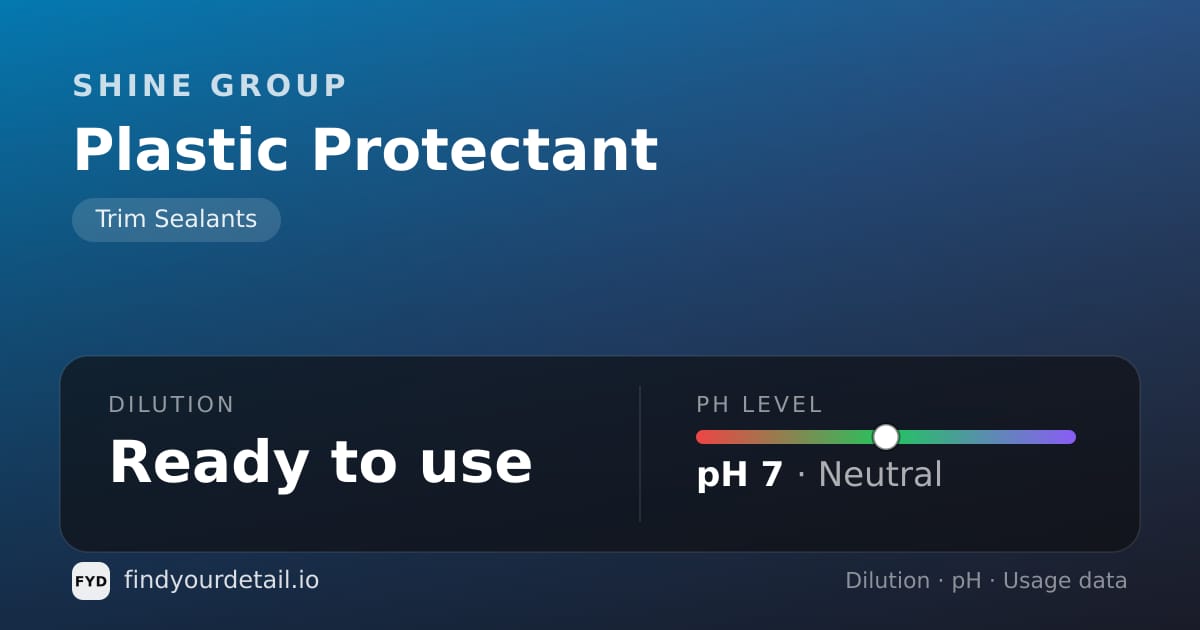 Shine group Plastic Protectant dilution ratio and pH specification chart