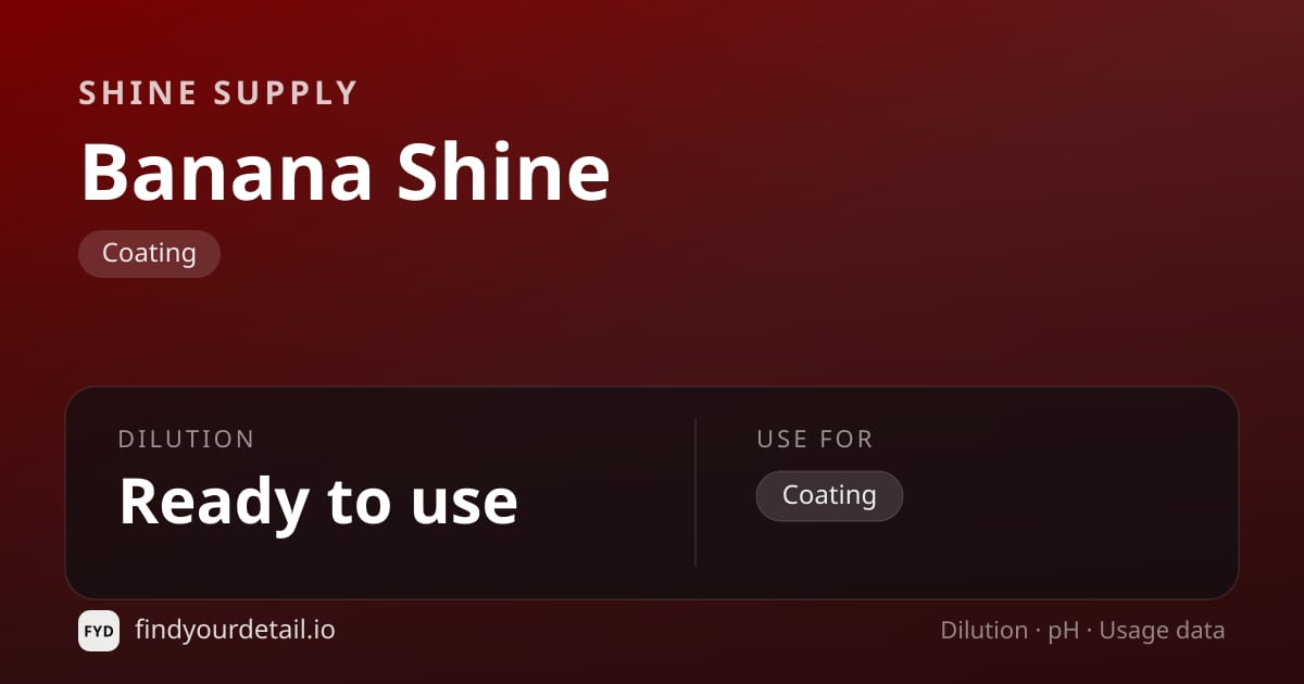 Shine Supply Banana Shine dilution ratio and pH specification chart