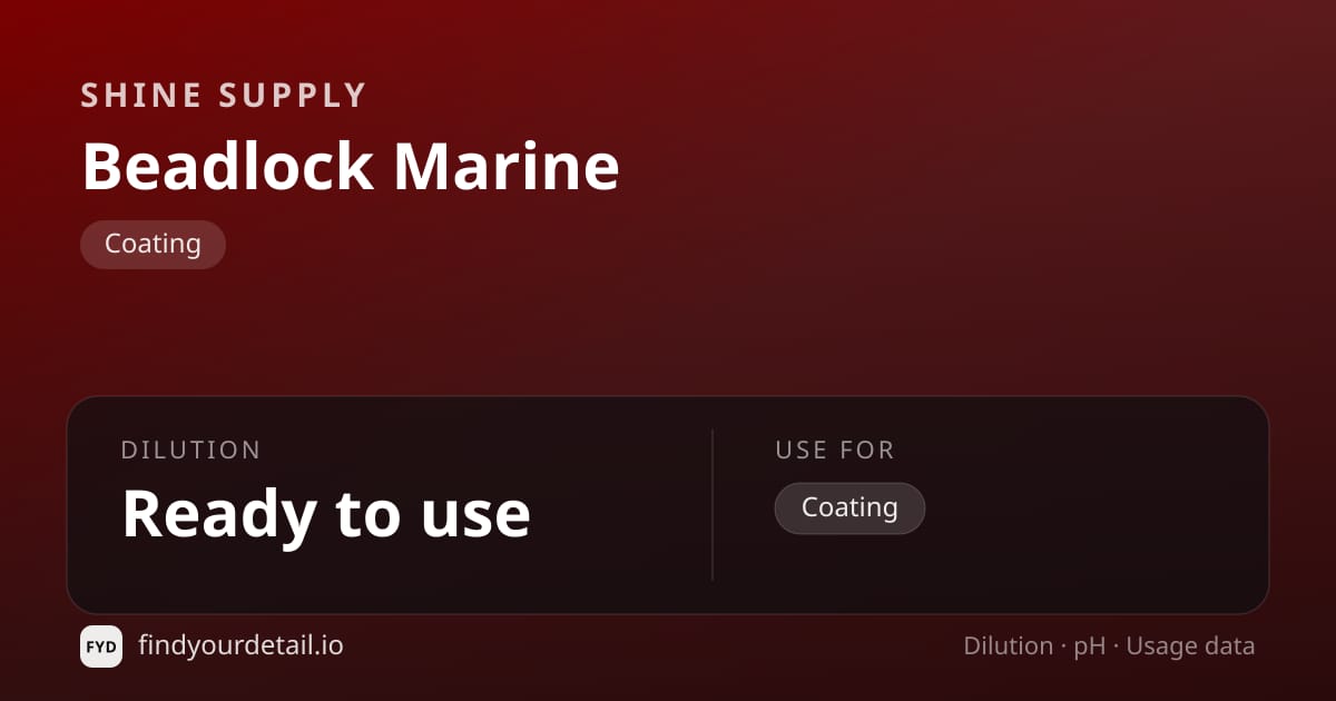 Shine Supply Beadlock Marine dilution ratio and pH specification chart