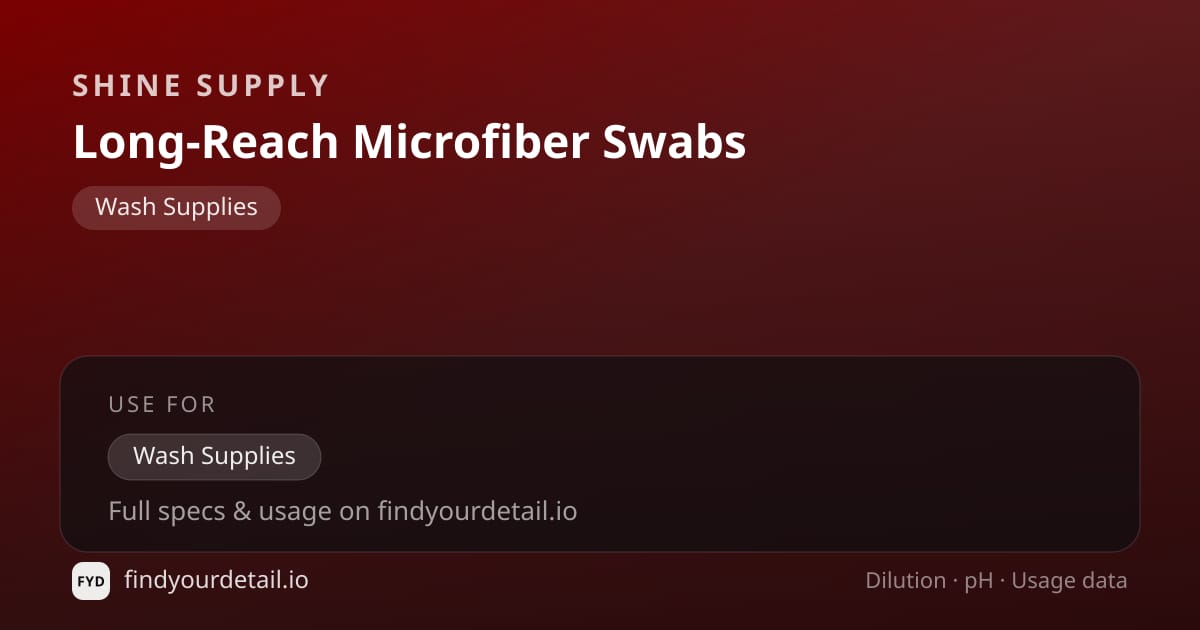Shine Supply Long-Reach Microfiber Swabs dilution ratio and pH specification chart