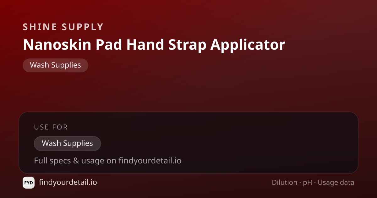 Shine Supply Nanoskin Pad Hand Strap Applicator dilution ratio and pH specification chart