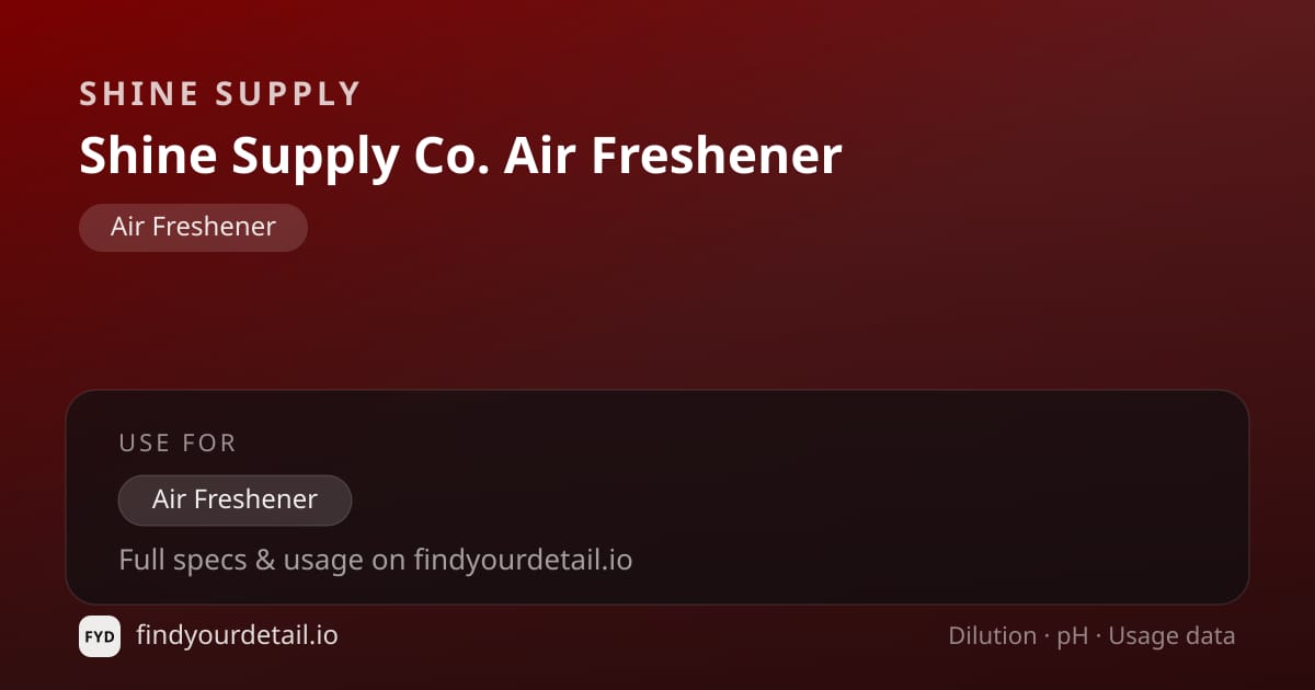 Shine Supply Shine Supply Co. Air Freshener dilution ratio and pH specification chart