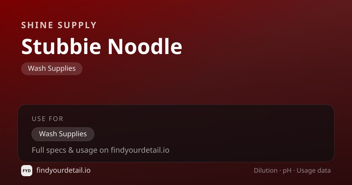 Shine Supply Stubbie Noodle dilution ratio and pH specification chart