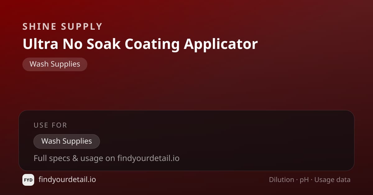 Shine Supply Ultra No Soak Coating Applicator dilution ratio and pH specification chart