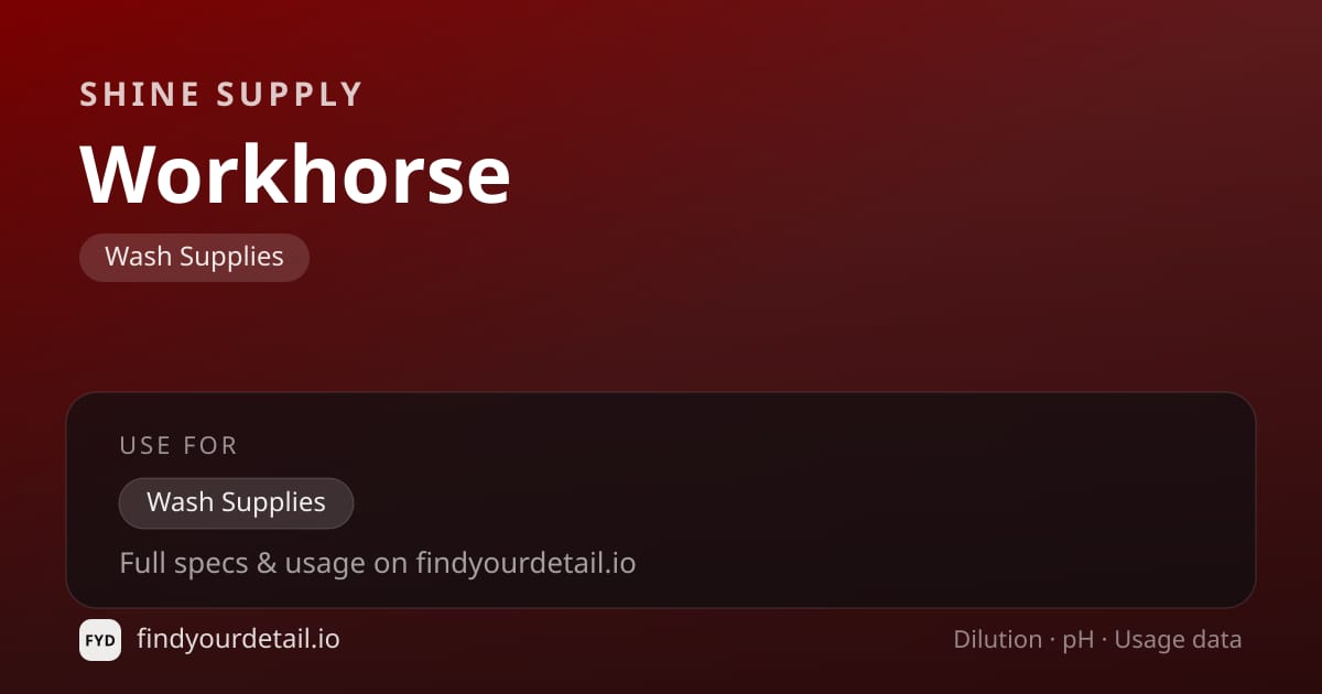 Shine Supply Workhorse dilution ratio and pH specification chart