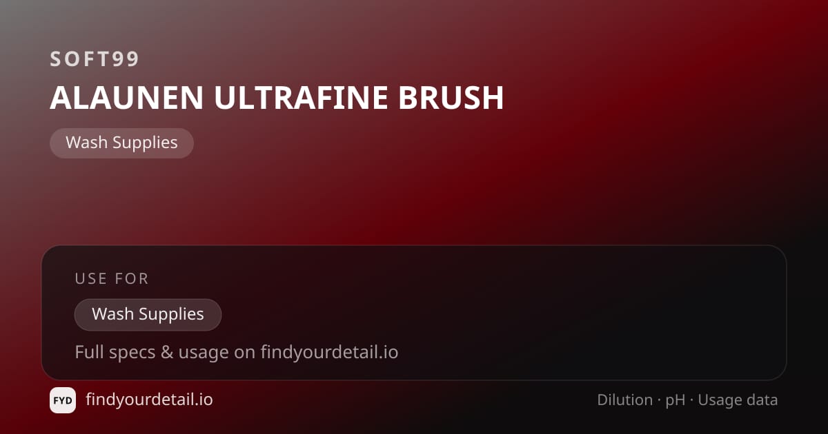 Soft99 ALAUNEN ULTRAFINE BRUSH dilution ratio and pH specification chart