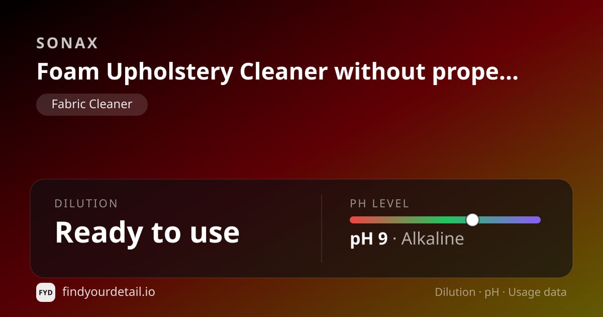 Sonax 폼 업홀스터리 클리너 희석비 pH 스펙 카드