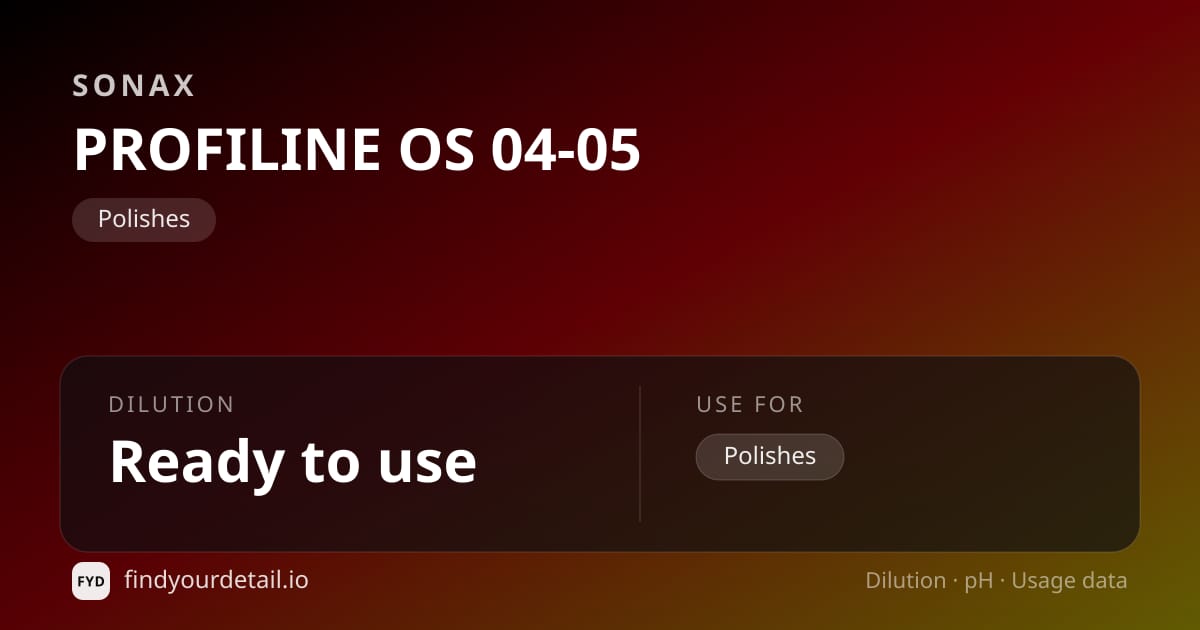 Sonax 프로피라인 OS 04-05 희석비 pH 스펙 카드
