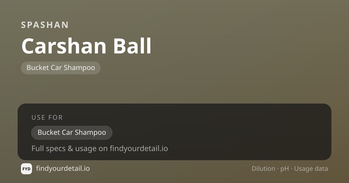 SPASHAN Carshan Ball dilution ratio and pH specification chart