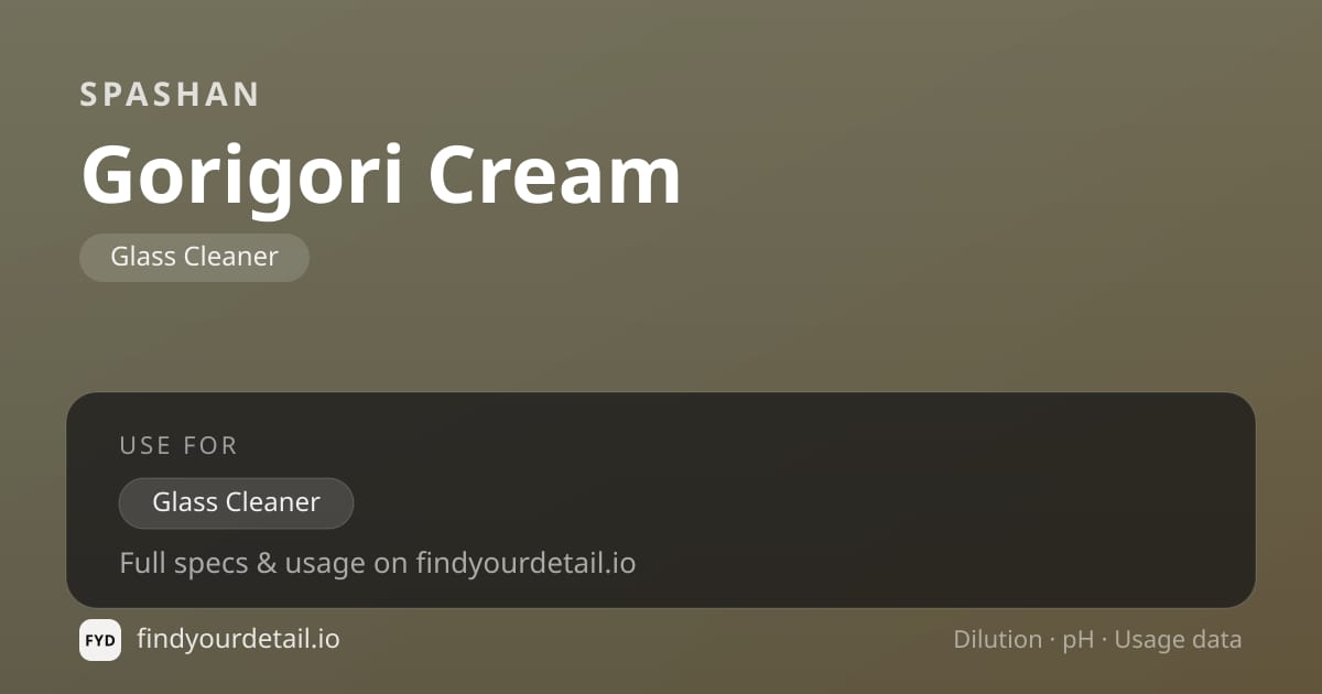 SPASHAN Gorigori Cream dilution ratio and pH specification chart