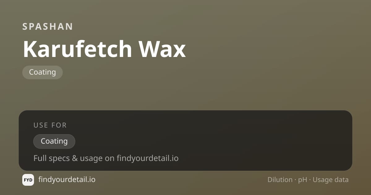 SPASHAN Karufetch Wax dilution ratio and pH specification chart