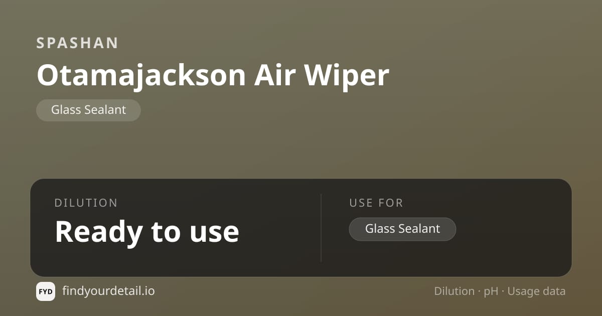 SPASHAN Otamajackson Air Wiper dilution ratio and pH specification chart