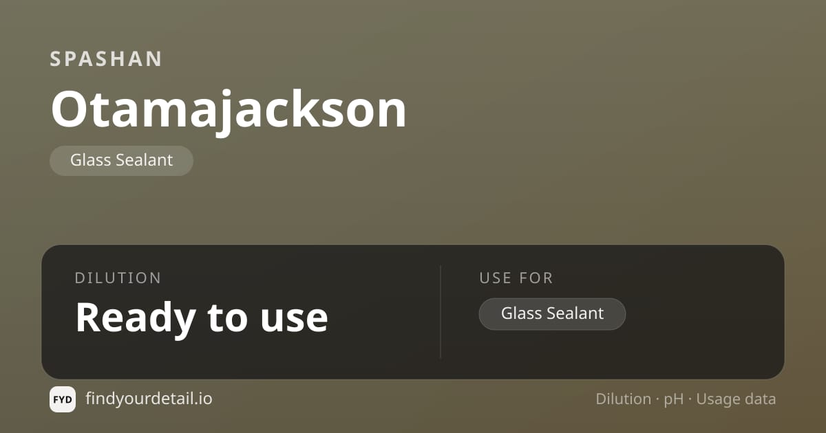 SPASHAN Otamajackson dilution ratio and pH specification chart