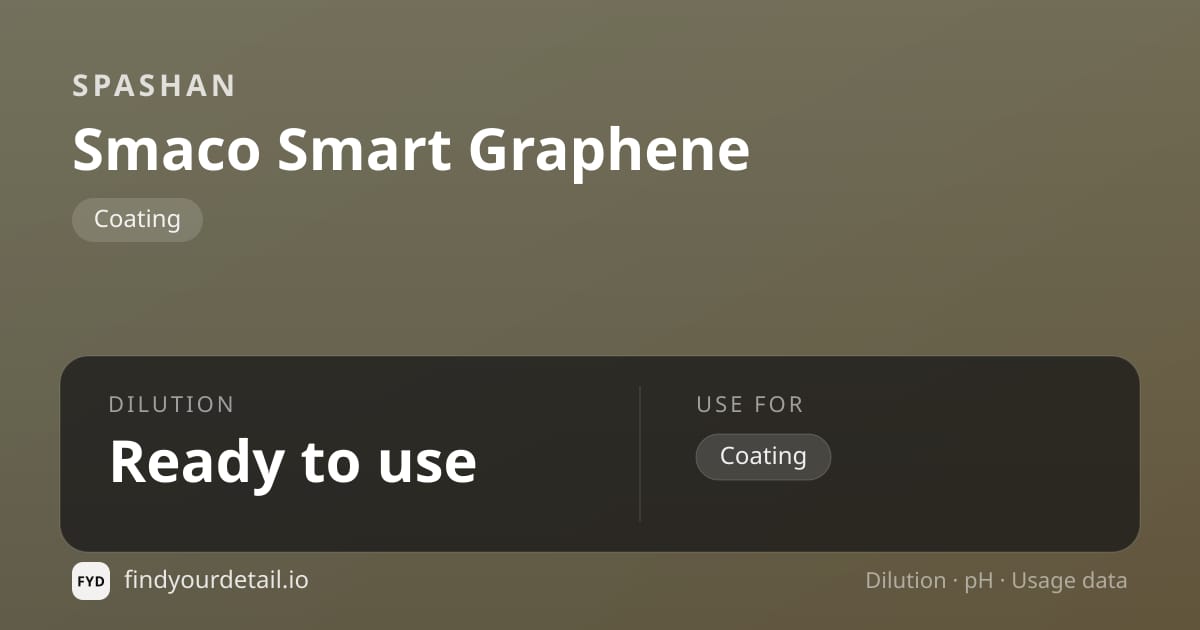 SPASHAN Smaco Smart Graphene dilution ratio and pH specification chart