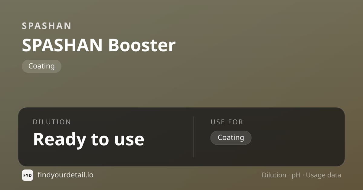 SPASHAN SPASHAN Booster dilution ratio and pH specification chart