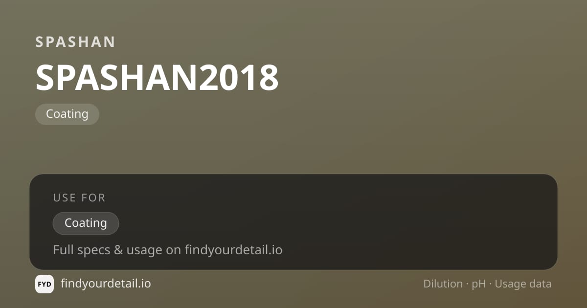 SPASHAN SPASHAN2018 dilution ratio and pH specification chart