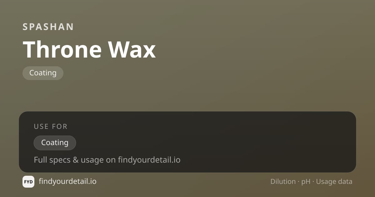 SPASHAN Throne Wax dilution ratio and pH specification chart
