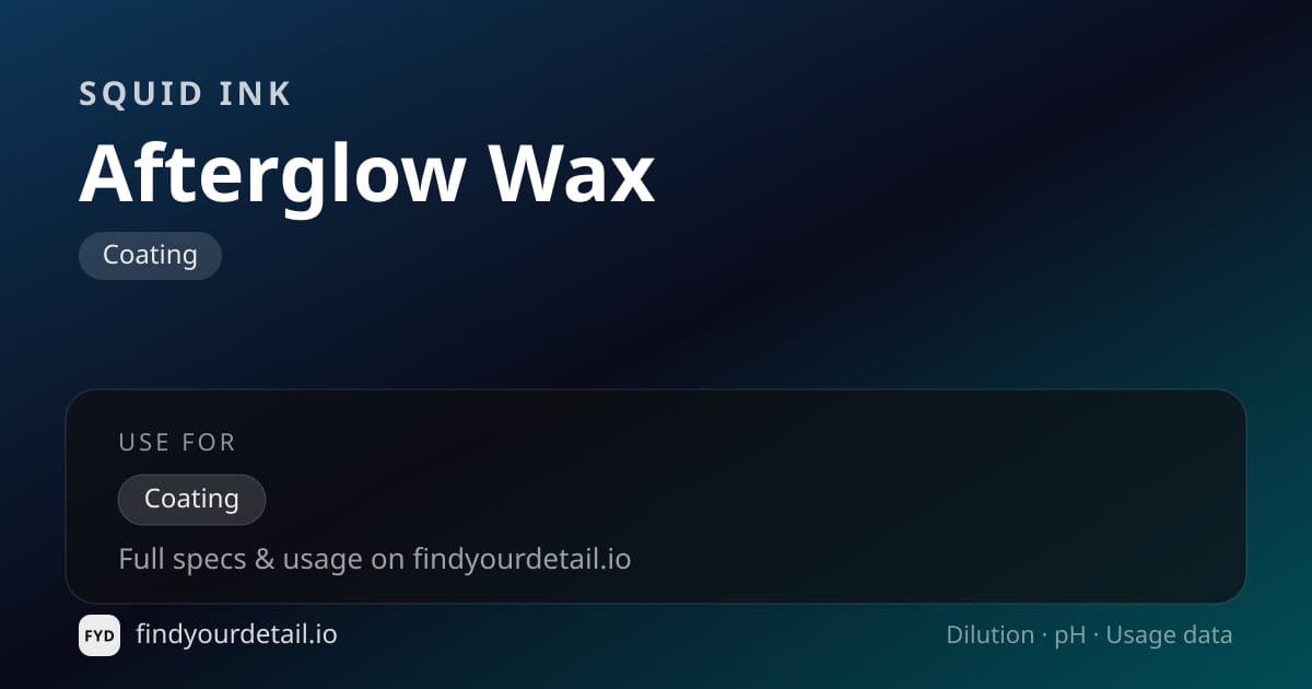 Squid Ink Afterglow Wax dilution ratio and pH specification chart