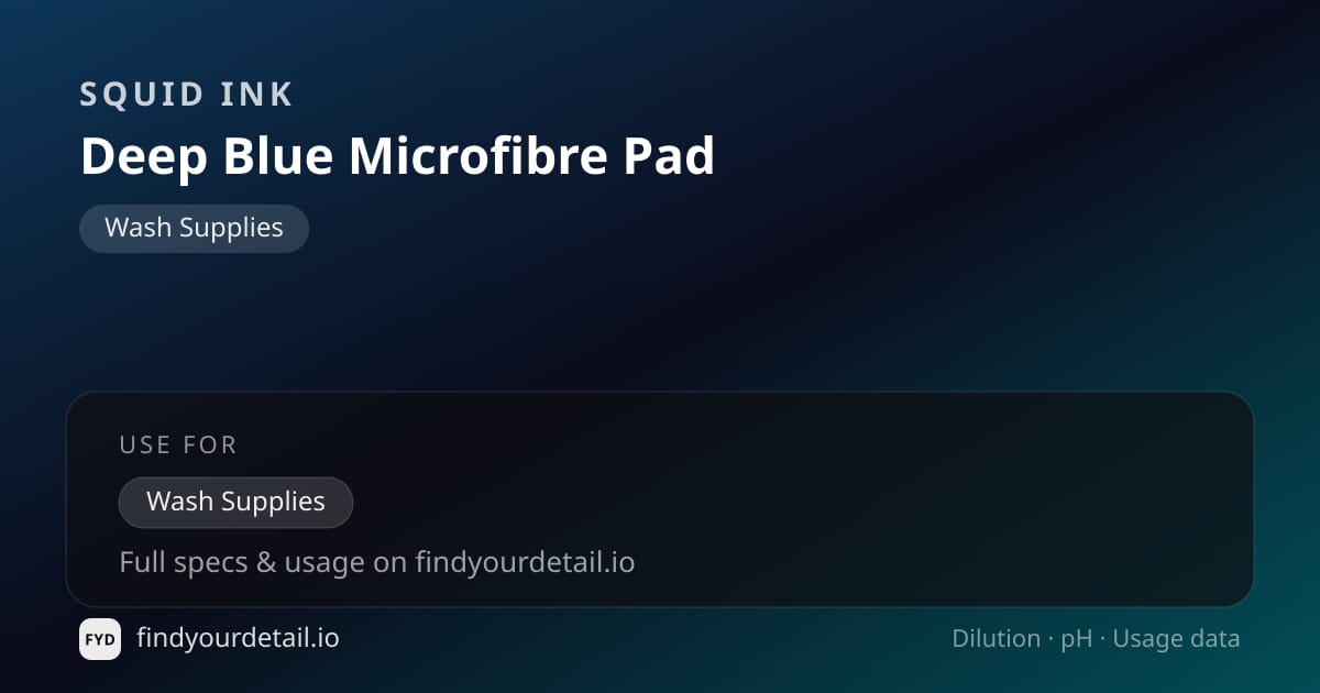 Squid Ink Deep Blue Microfibre Pad dilution ratio and pH specification chart