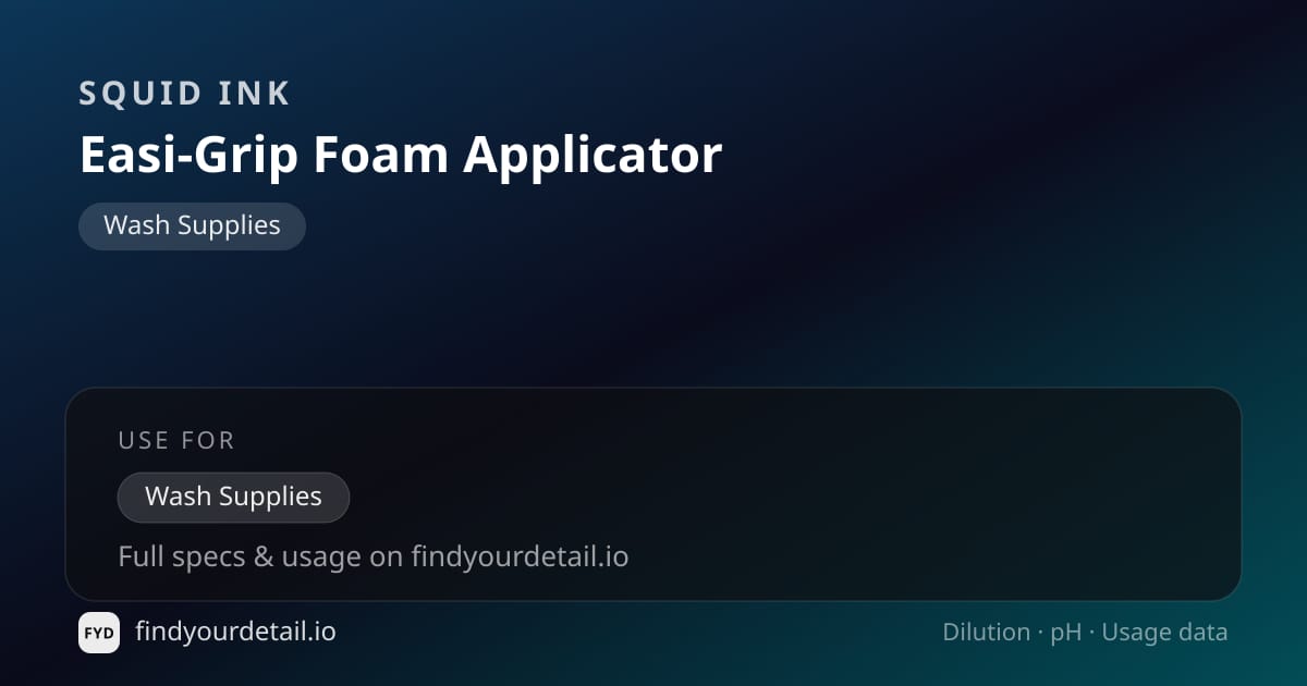 Squid Ink Easi-Grip Foam Applicator dilution ratio and pH specification chart