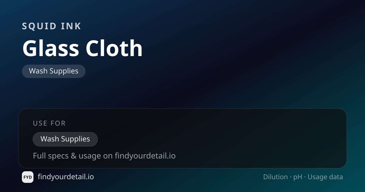 Squid Ink Glass Cloth dilution ratio and pH specification chart