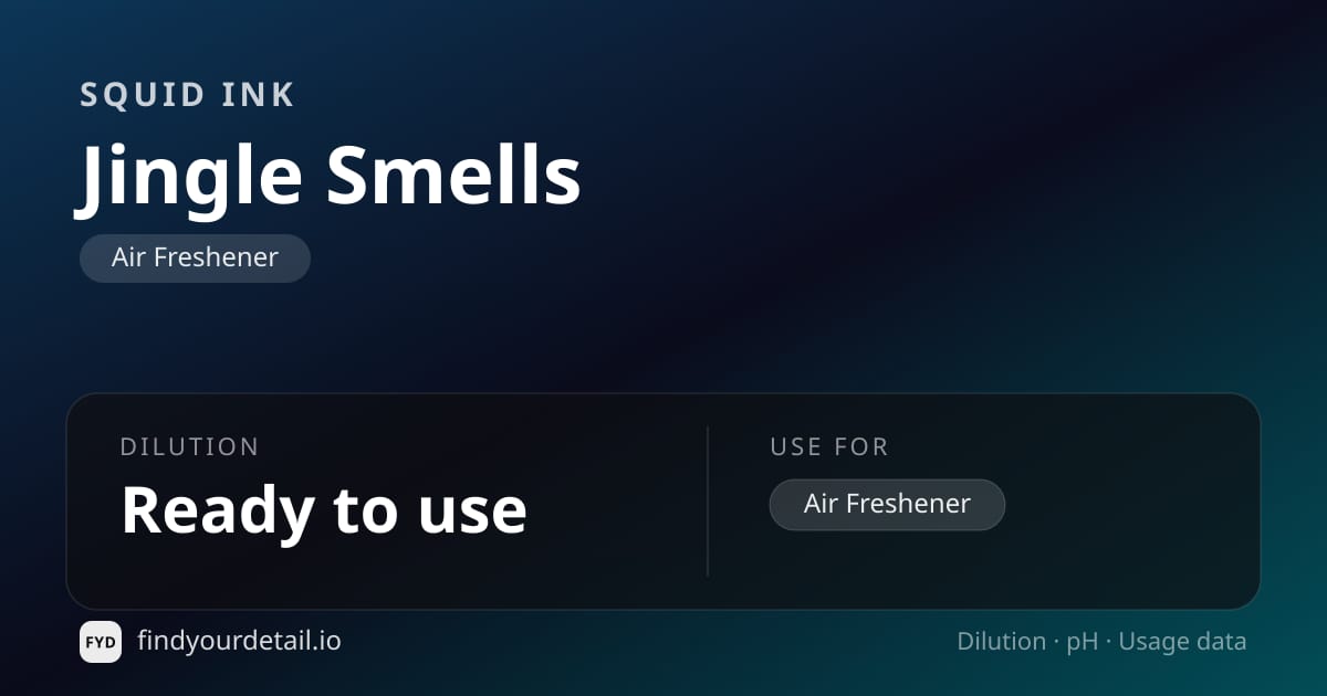 Squid Ink Jingle Smells dilution ratio and pH specification chart