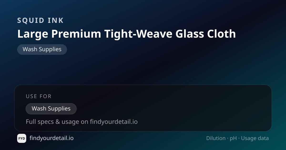 Squid Ink Large Premium Tight-Weave Glass Cloth dilution ratio and pH specification chart