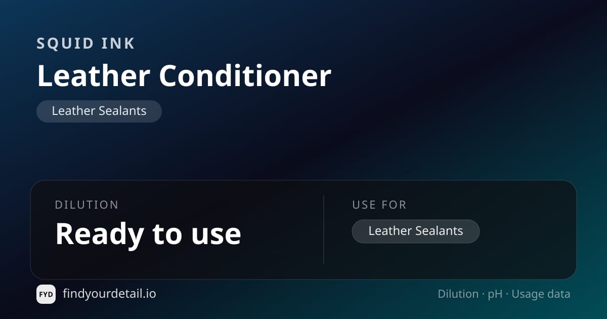 Squid Ink Leather Conditioner dilution ratio and pH specification chart