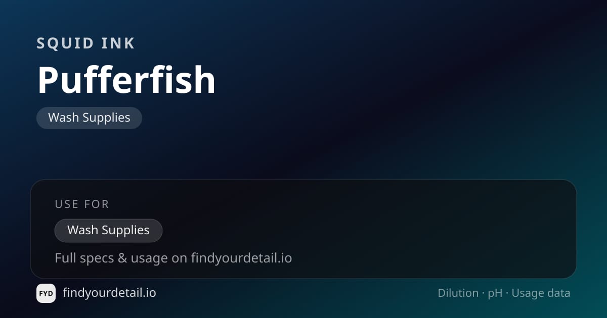 Squid Ink Pufferfish dilution ratio and pH specification chart