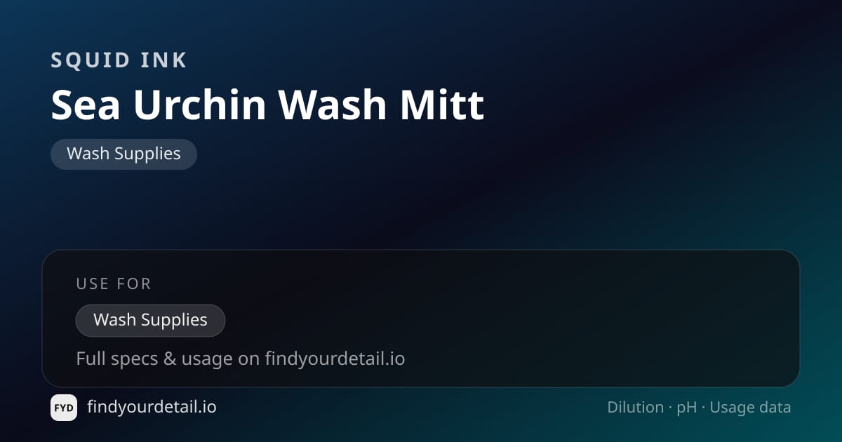 Squid Ink Sea Urchin Wash Mitt dilution ratio and pH specification chart