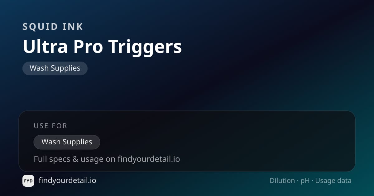 Squid Ink Ultra Pro Triggers dilution ratio and pH specification chart