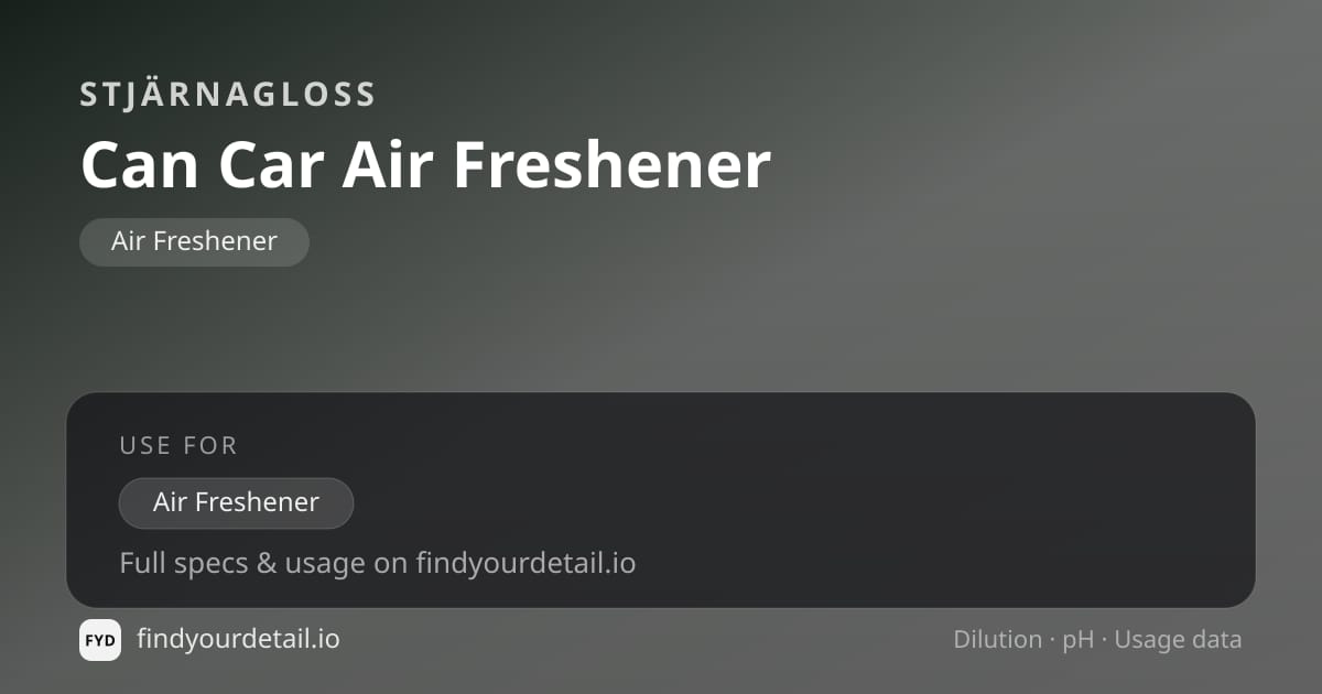 Stjärnagloss Can Car Air Freshener dilution ratio and pH specification chart