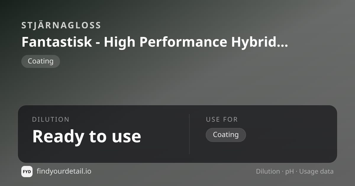Stjärnagloss Fantastisk High Performance Hybrid Car Wax dilution ratio and pH specification chart