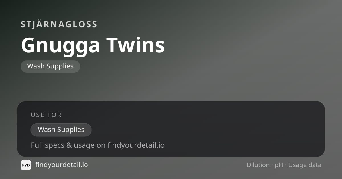 Stjärnagloss Gnugga Twins dilution ratio and pH specification chart