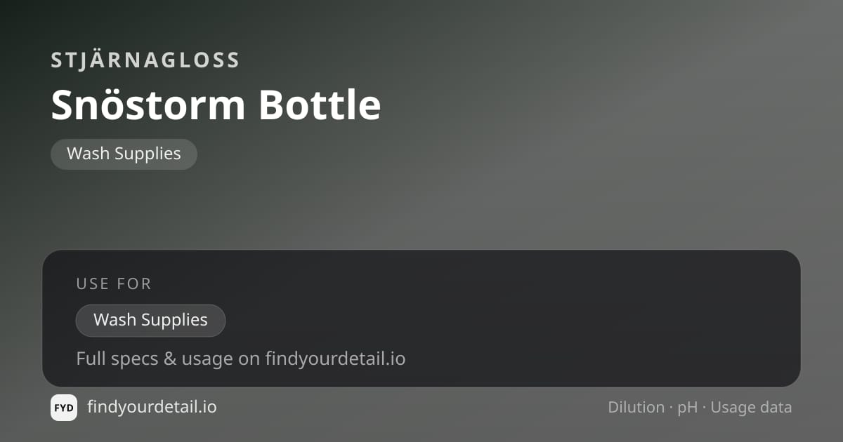 Stjärnagloss Snöstorm Bottle dilution ratio and pH specification chart