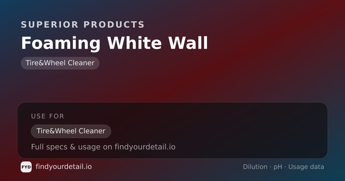Superior Products Foaming White Wall dilution ratio and pH specification chart