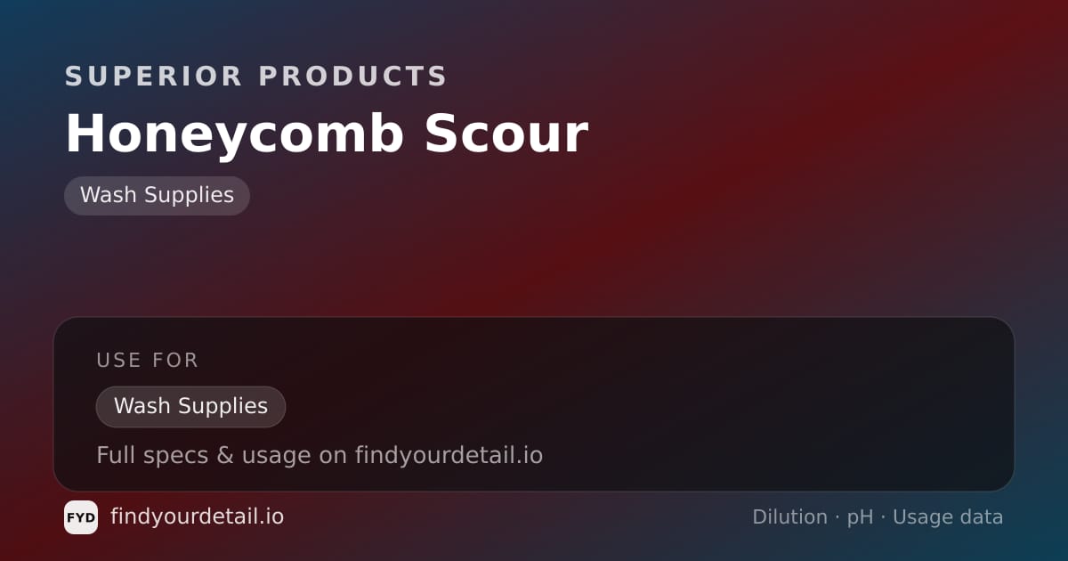 Superior Products Honeycomb Scour dilution ratio and pH specification chart