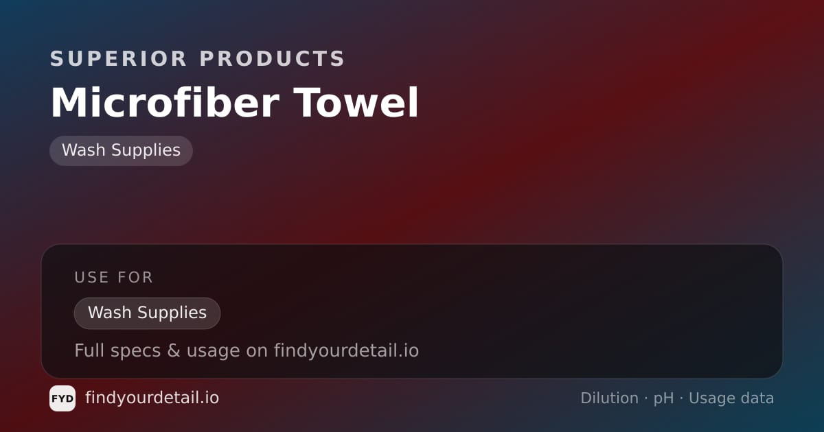 Superior Products Microfiber Towel dilution ratio and pH specification chart