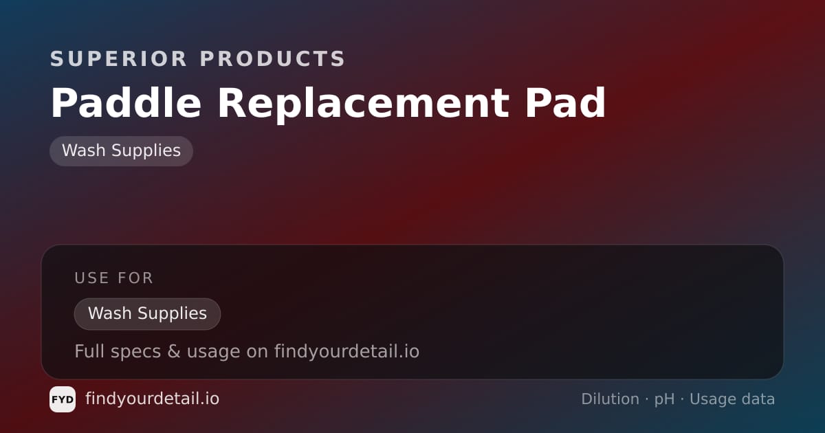 Superior Products 패들 리플레이스먼트 패드 희석비 pH 스펙 카드