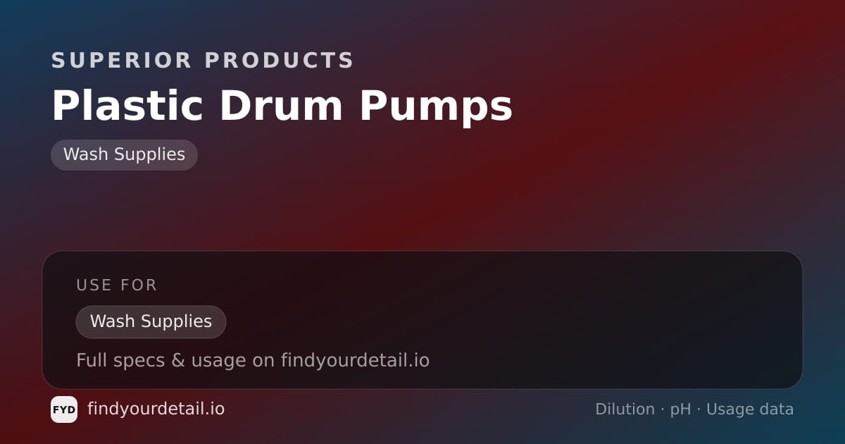 Superior Products Plastic Drum Pumps dilution ratio and pH specification chart