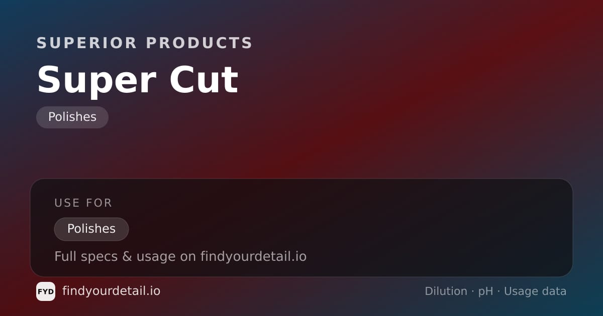 Superior Products Super Cut dilution ratio and pH specification chart