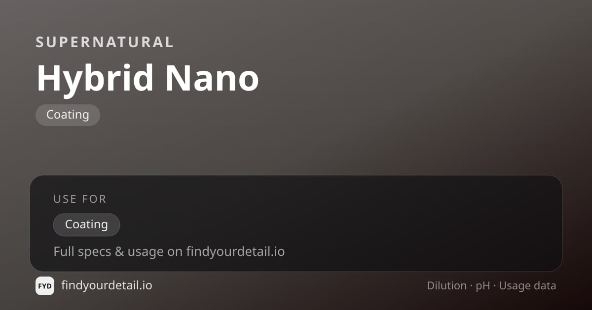Supernatural Hybrid Nano dilution ratio and pH specification chart