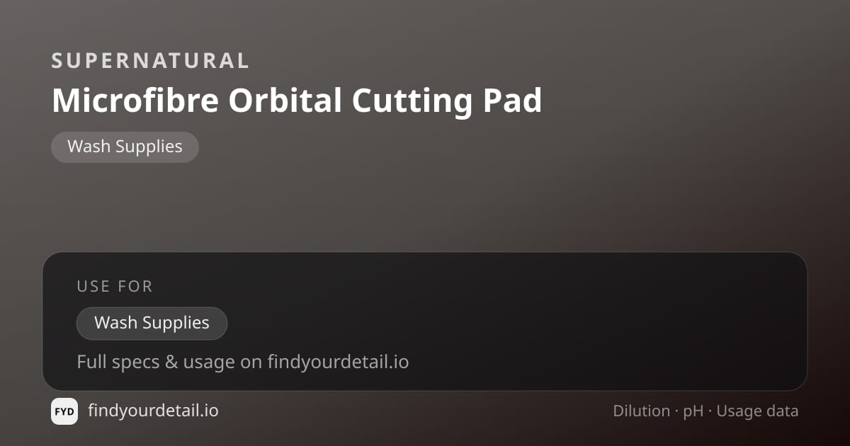 Supernatural Microfibre Orbital Cutting Pad dilution ratio and pH specification chart