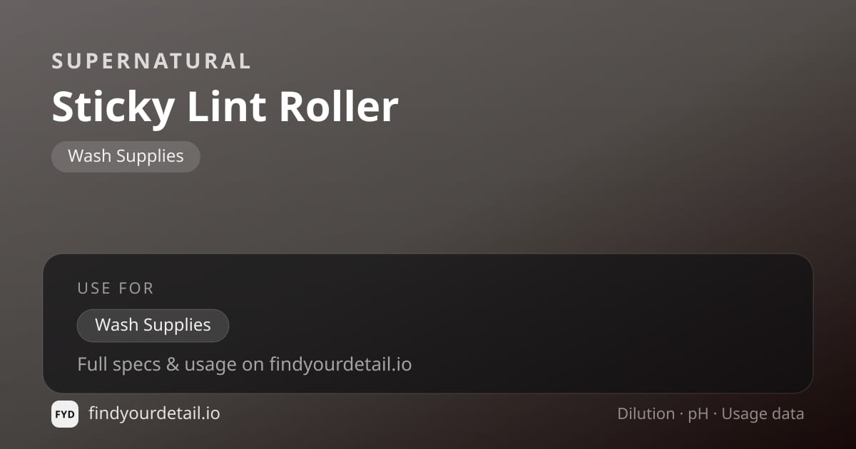 Supernatural Sticky Lint Roller dilution ratio and pH specification chart