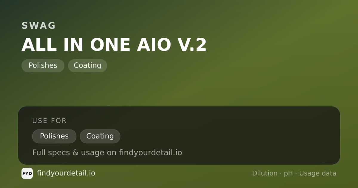 SWAG 올 인 원 AIO V.2 희석비 pH 스펙 카드