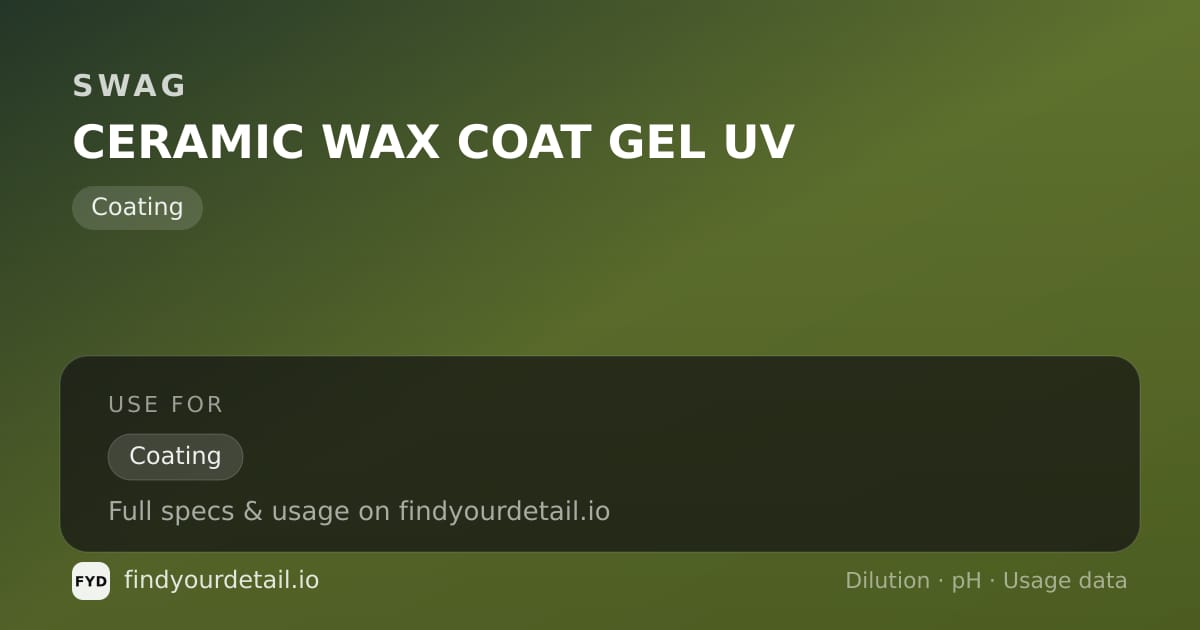 SWAG 세라믹 왁스 코트 젤 UV 희석비 pH 스펙 카드