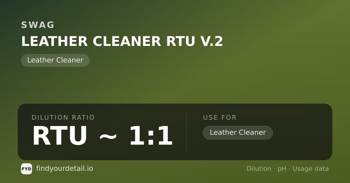 SWAG 레더 클리너 RTU V.2 희석비 pH 스펙 카드