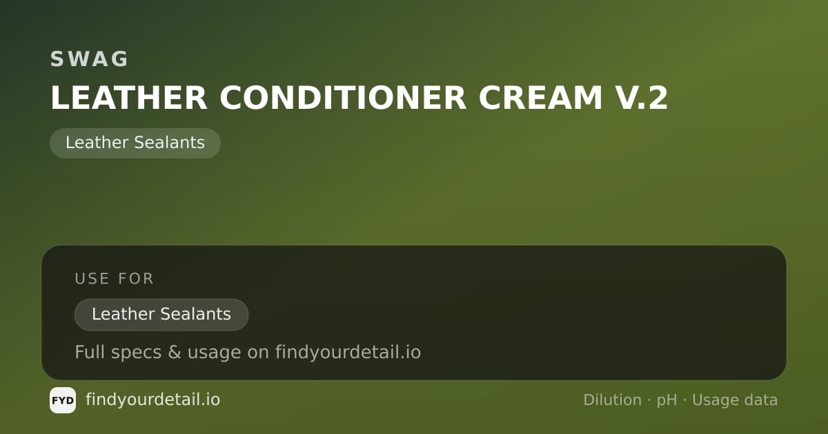 SWAG 레더 컨디셔너 크림 V.2 희석비 pH 스펙 카드