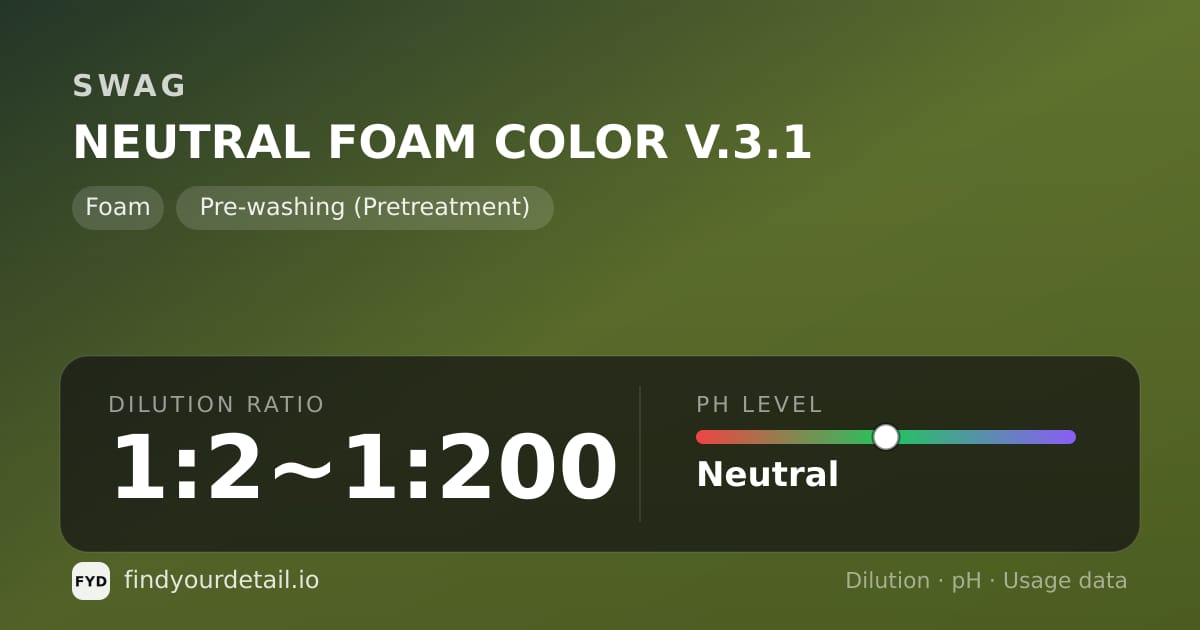 SWAG 뉴트럴 폼 컬러 V.3.1 희석비 pH 스펙 카드