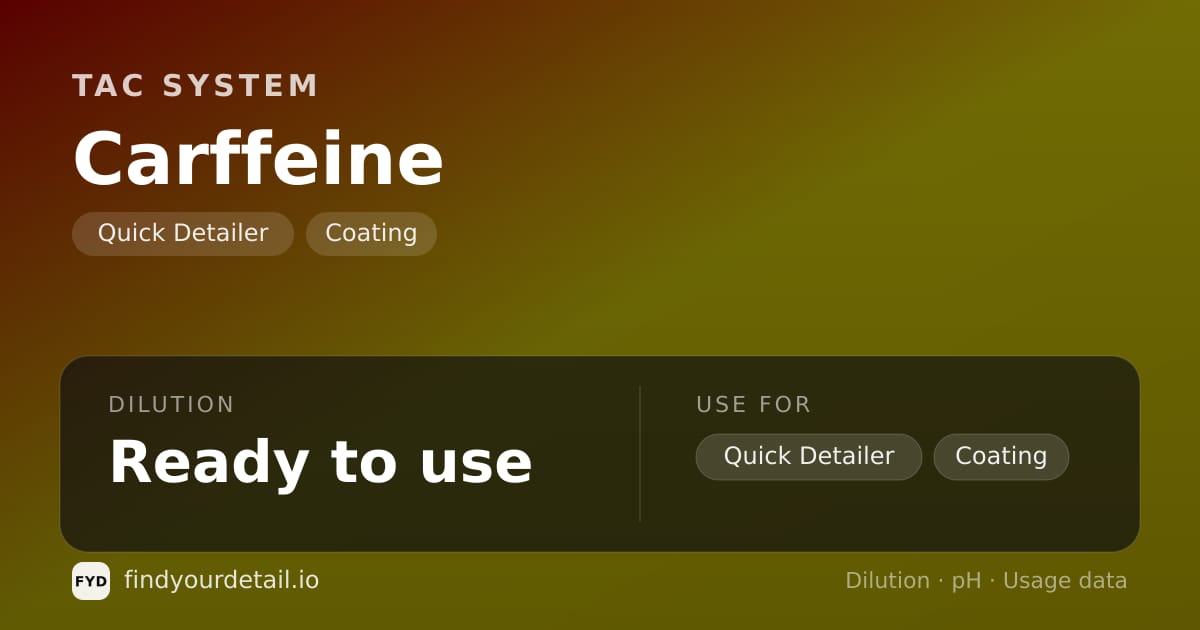 TAC System Carffeine dilution ratio and pH specification chart